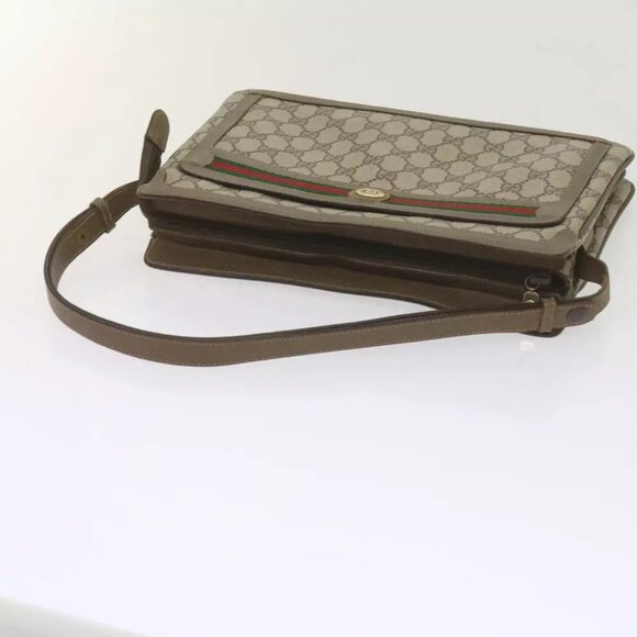 GUCCI GG Supreme Web Sherry Line Shoulder Bag Beige Red - Picture 6 of 7